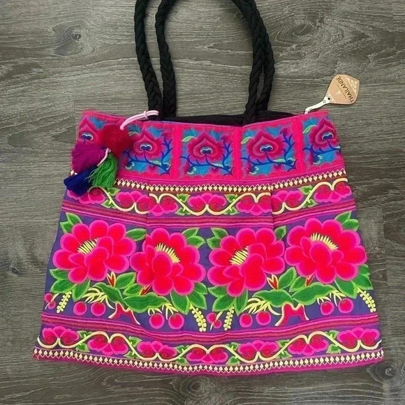 Thailand Floral Embroidered handmade Boho Bag - Picture 3 of 10